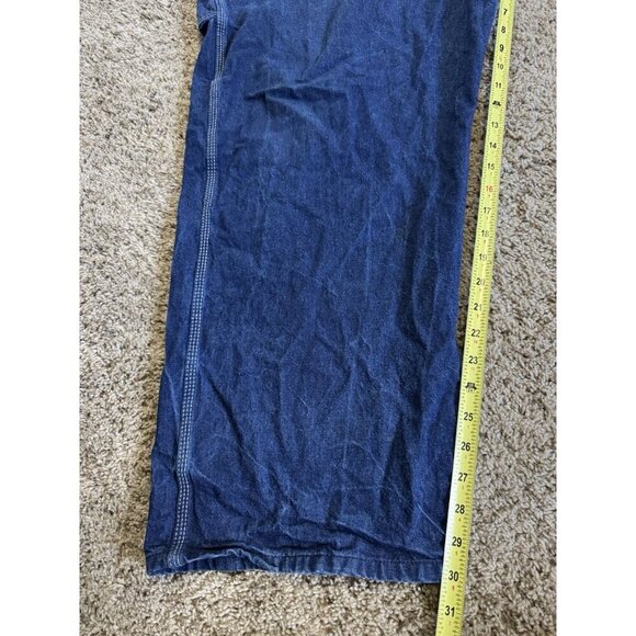 RED KAP Dark Denim Bib Overall Blue Jeans Cotton Carpenter Utility 56x32 - Picture 7 of 7